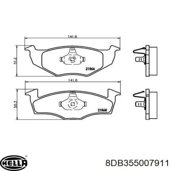 Колодки гальмівні передні, дискові 8DB355007911 HELLA