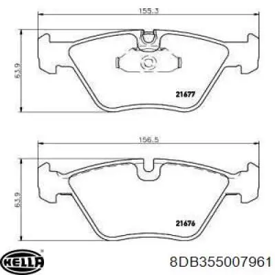 Колодки гальмівні передні, дискові 8DB355007961 HELLA