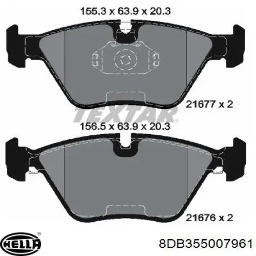 Купити 8DB355007961 HELLA Колодки гальмівні передні, дискові
