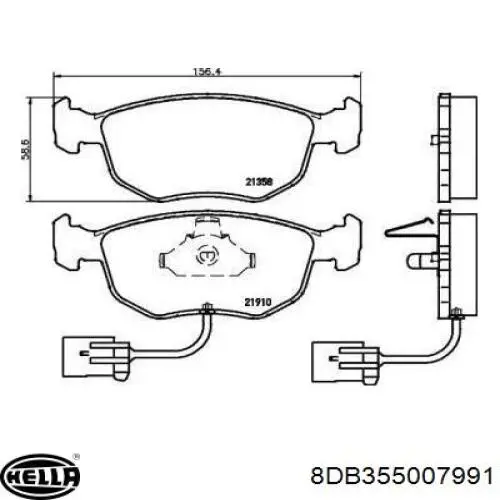 Колодки гальмівні передні, дискові 8DB355007991 HELLA