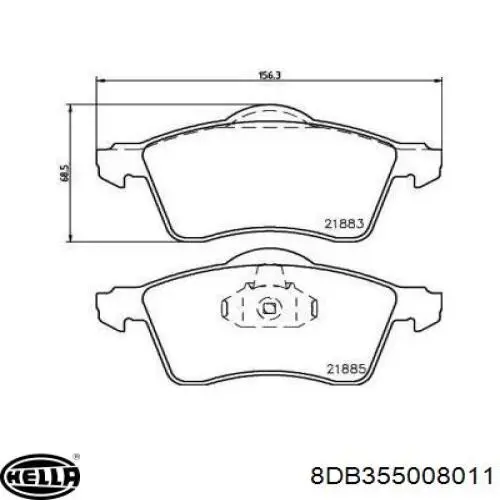 Колодки гальмівні передні, дискові 8DB355008011 HELLA