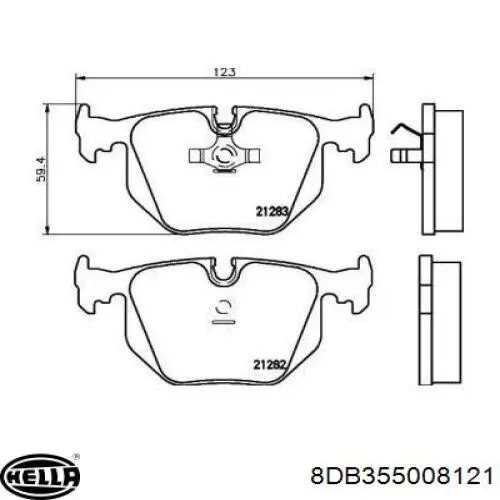 Колодки гальмові задні, дискові 8DB355008121 HELLA