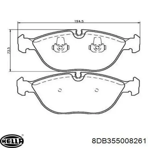 Купити 8DB355008261 HELLA Колодки гальмівні передні, дискові