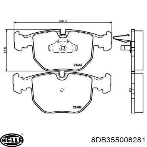 Колодки гальмівні передні, дискові 8DB355008281 HELLA