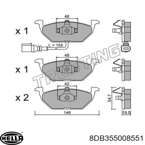 Тормозні колодки HELLA 8DB355008551