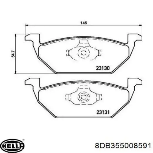 Купити 8DB355008591 HELLA Колодки гальмівні передні, дискові