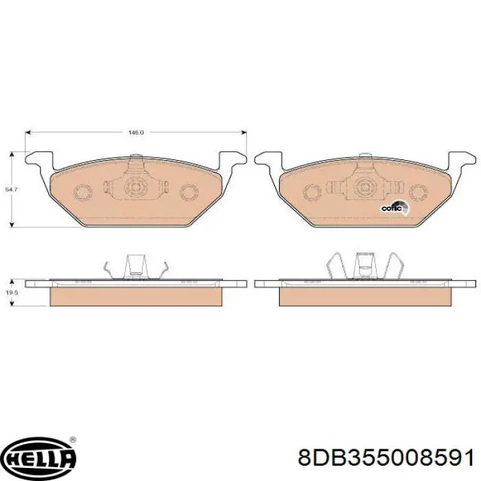 Гальмівні колодки HELLA 8DB355008591 ціна, від 29.30 USD