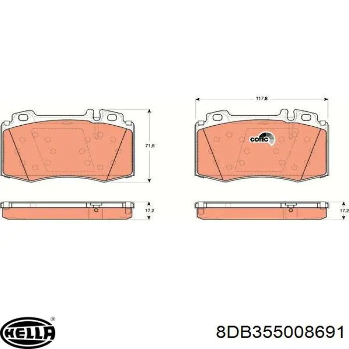 Передні тормозні колодки 8DB355008691 HELLA
