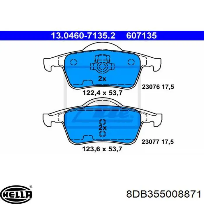 Задні гальмівні колодки 8DB355008871 HELLA