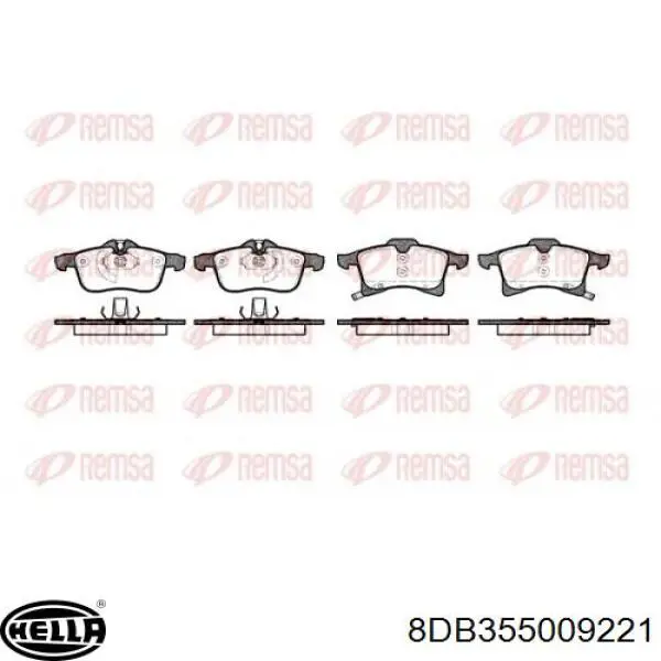 8DB355009221 HELLA Передні гальмівні колодки