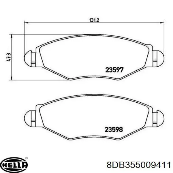 Купити 8DB355009411 HELLA Колодки гальмівні передні, дискові