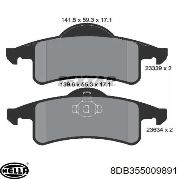 Задні гальмівні колодки 8DB355009891 HELLA