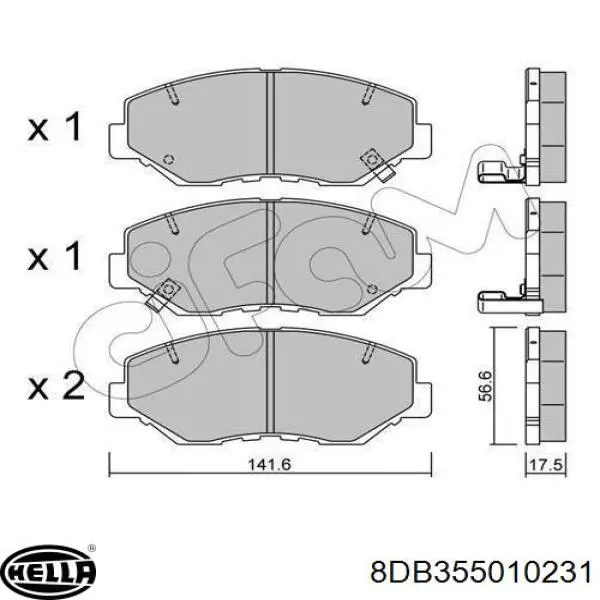 Передні тормозні колодки 8DB355010231 HELLA