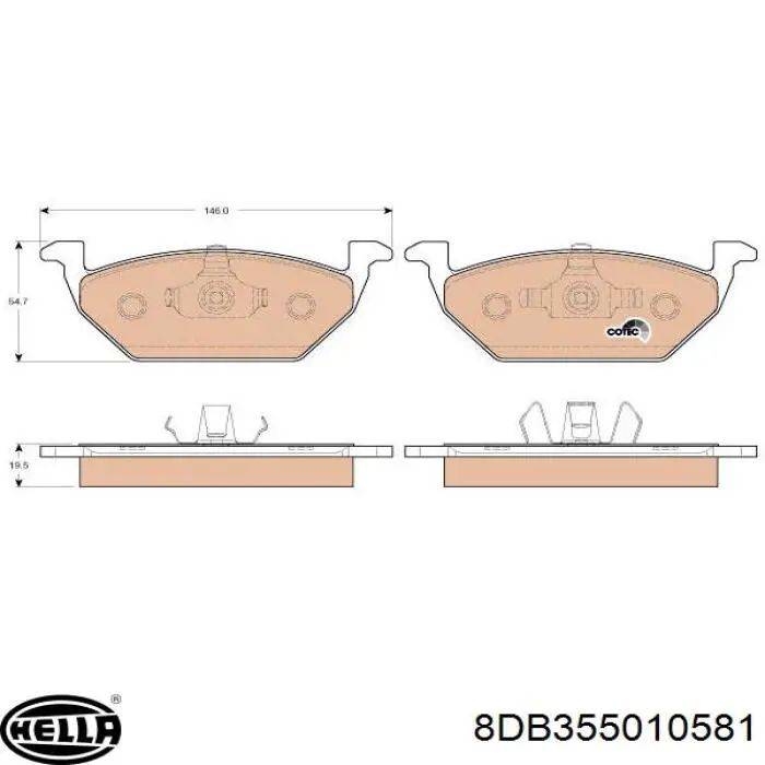 Купити 8DB355010581 HELLA Колодки гальмівні передні, дискові