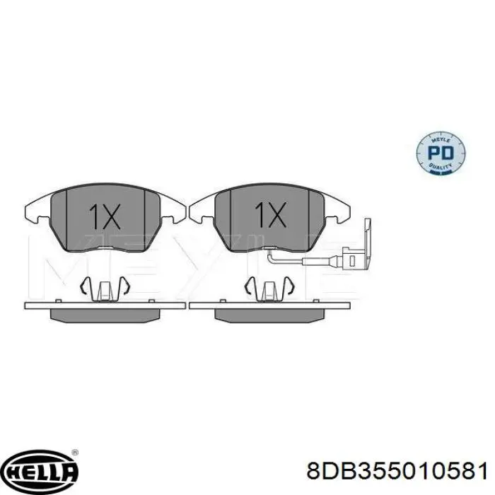 Передні тормозні колодки 8DB355010581 HELLA
