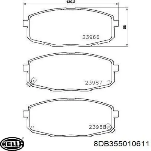 Купити 8DB355010611 HELLA Колодки гальмівні передні, дискові