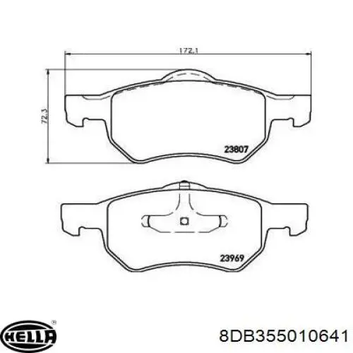 Колодки гальмівні передні, дискові 8DB355010641 HELLA