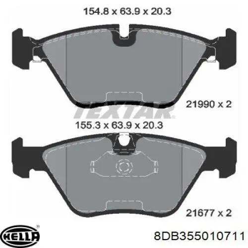 Передні тормозні колодки 8DB355010711 HELLA