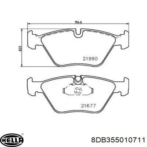 Колодки гальмівні передні, дискові 8DB355010711 HELLA