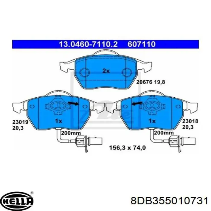 Передні тормозні колодки 8DB355010731 HELLA