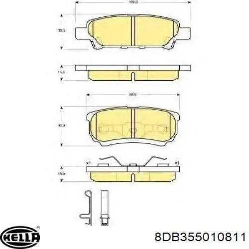 Задні гальмівні колодки 8DB355010811 HELLA