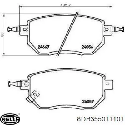 Колодки гальмівні передні, дискові 8DB355011101 HELLA