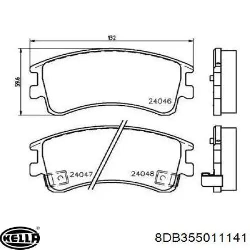 Колодки гальмівні передні, дискові 8DB355011141 HELLA