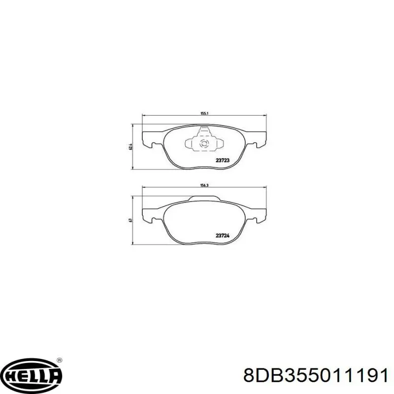 Передні тормозні колодки 8DB355011191 HELLA
