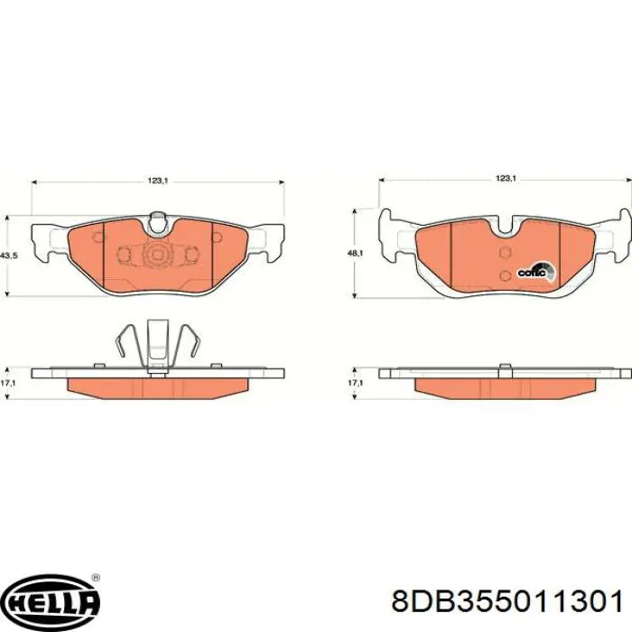 Задні гальмівні колодки 8DB355011301 HELLA
