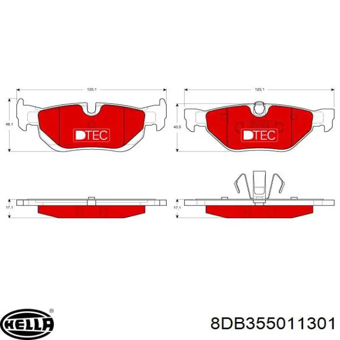 Купити 8DB355011301 HELLA Задні колодки