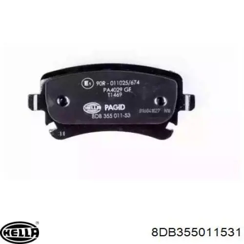 Колодки гальмові задні, дискові 8DB355011531 HELLA