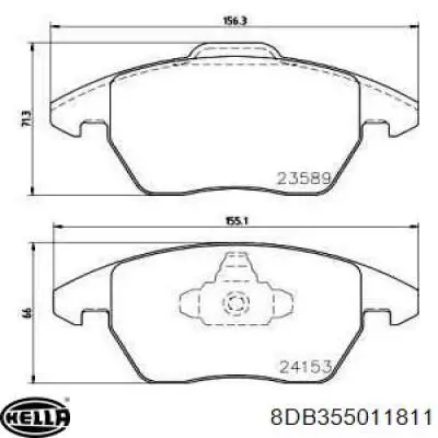 Колодки гальмівні передні, дискові 8DB355011811 HELLA