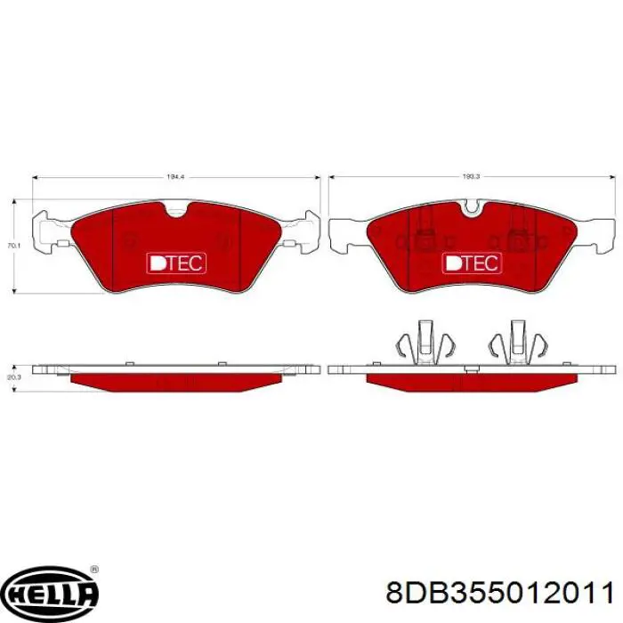 Передні тормозні колодки 8DB355012011 HELLA