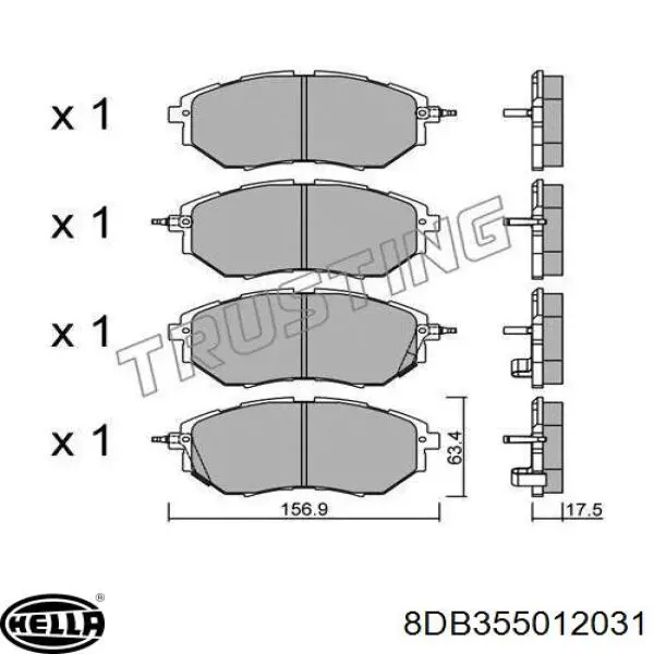 Купити 8DB355012031 HELLA Колодки гальмівні передні, дискові