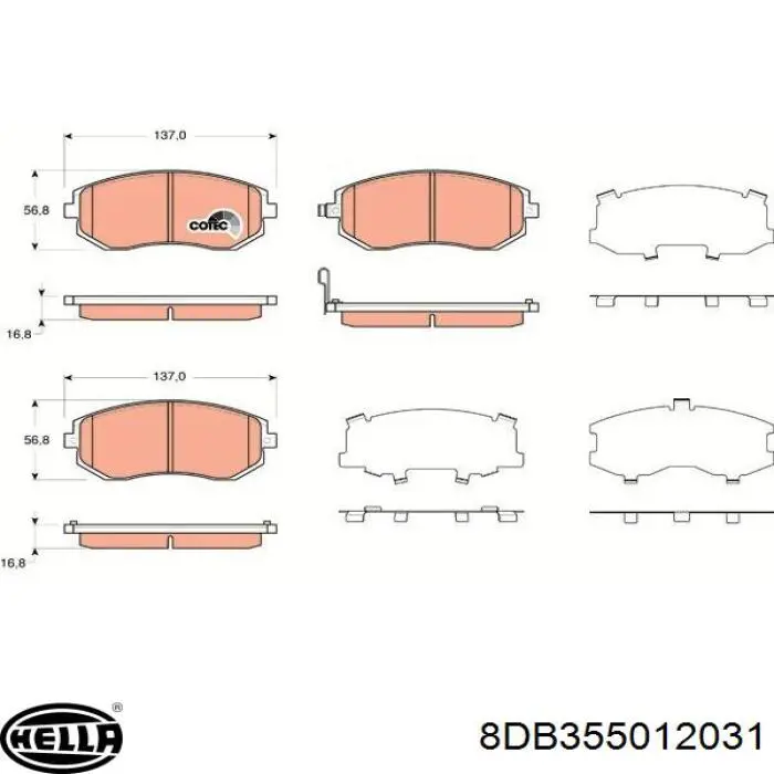 Передні тормозні колодки 8DB355012031 HELLA