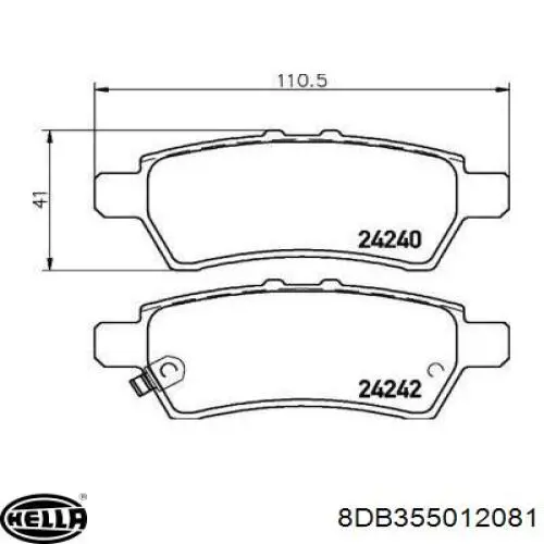 Колодки гальмові задні, дискові 8DB355012081 HELLA