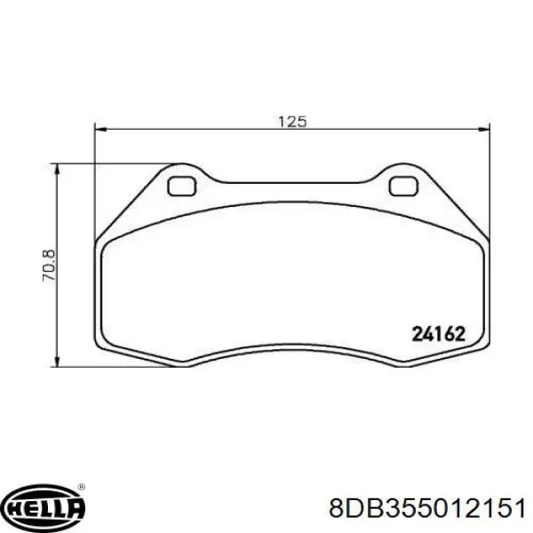 Колодки гальмівні передні, дискові 8DB355012151 HELLA