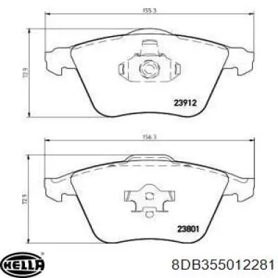 Гальмівні колодки HELLA 8DB355012281 ціна, від 45.33 USD