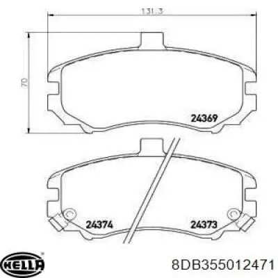 Колодки гальмівні передні, дискові 8DB355012471 HELLA