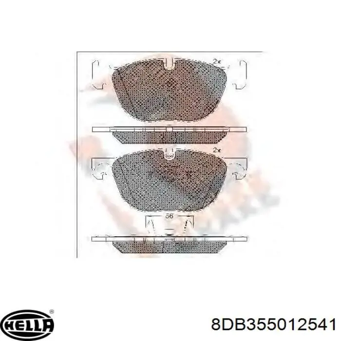 Купити 8DB355012541 HELLA Колодки гальмівні передні, дискові