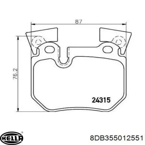 Колодки гальмові задні, дискові 8DB355012551 HELLA