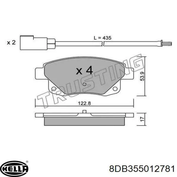 Купити 8DB355012781 HELLA Задні колодки