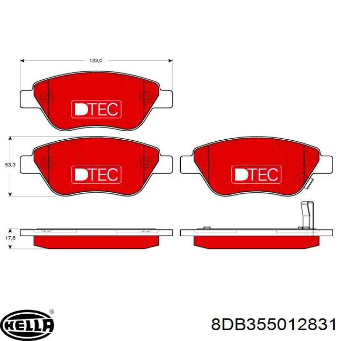 Купити 8DB355012831 HELLA Колодки гальмівні передні, дискові