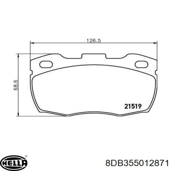 Колодки гальмівні передні, дискові 8DB355012871 HELLA