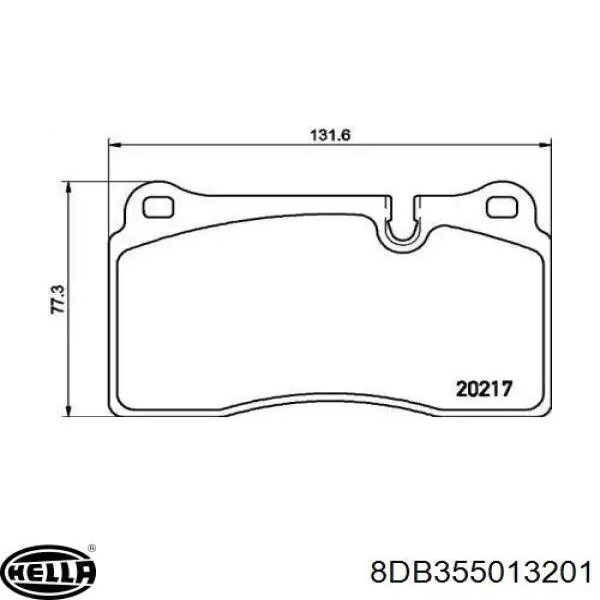 Колодки гальмівні передні, дискові 8DB355013201 HELLA