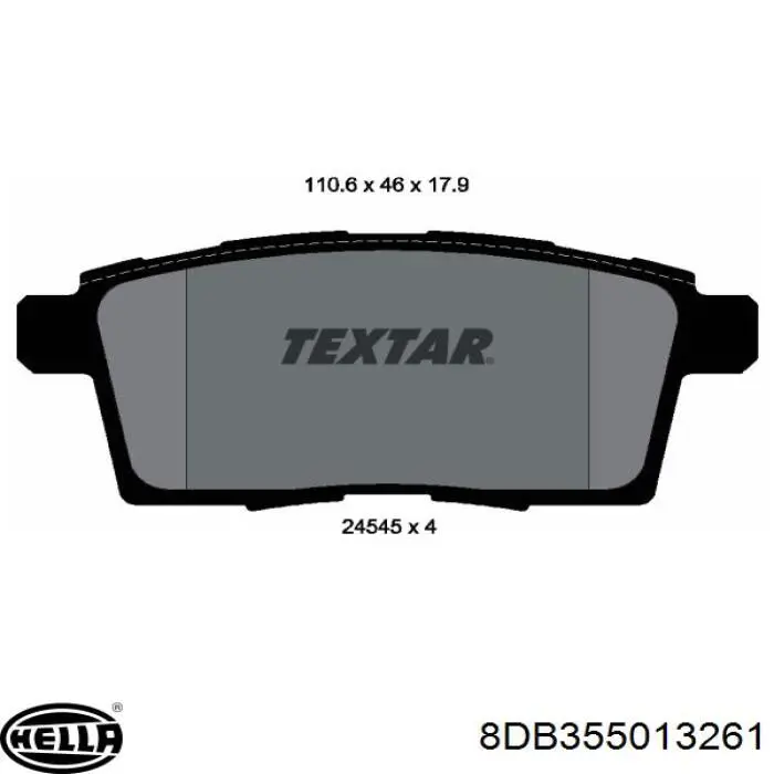 Задні гальмівні колодки 8DB355013261 HELLA