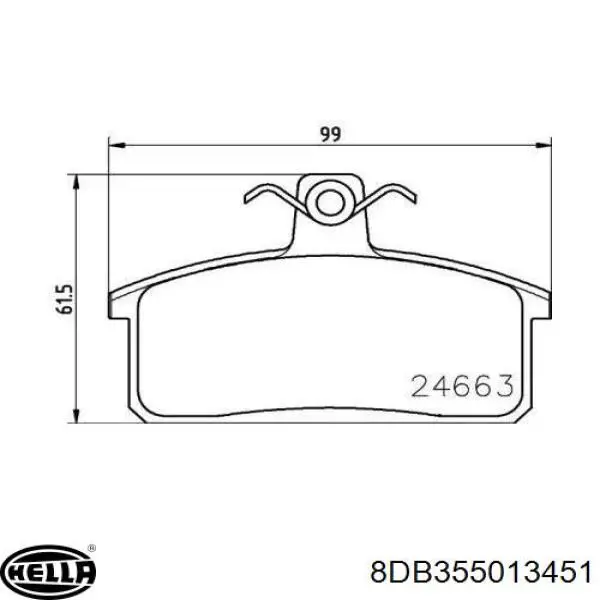 Колодки гальмові задні, дискові 8DB355013451 HELLA