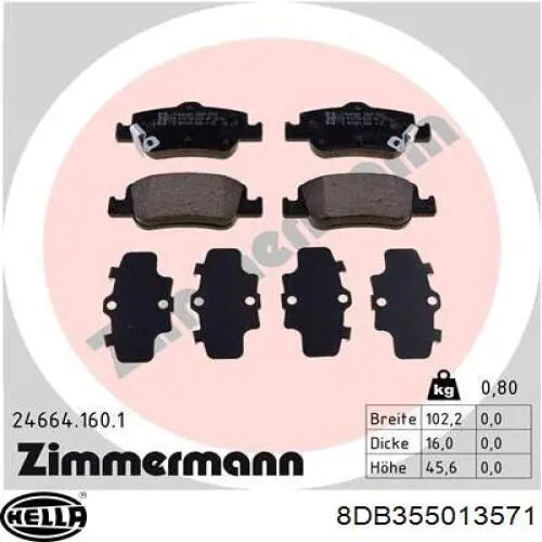 Задні гальмівні колодки 8DB355013571 HELLA