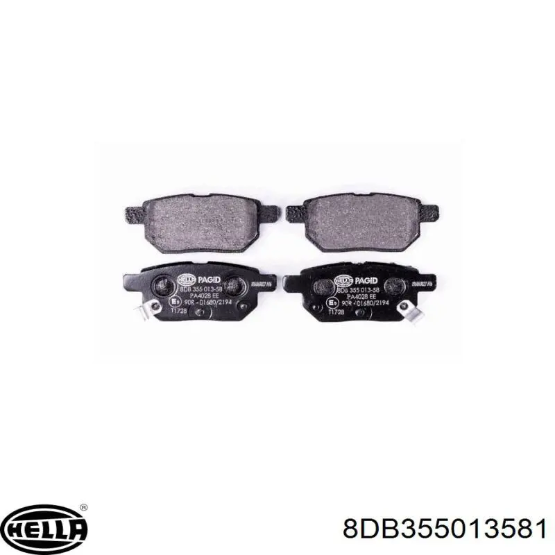 8DB355013581 HELLA Колодки гальмівні задні, дискові