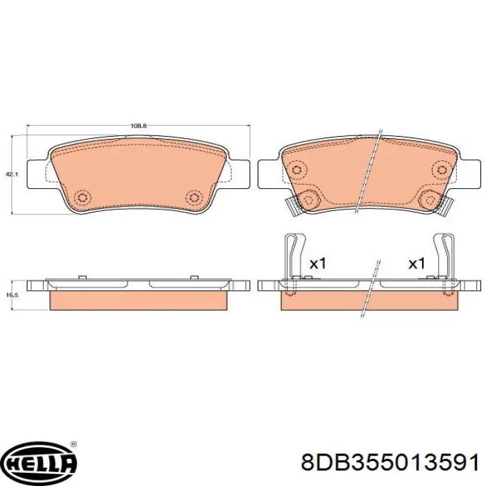 Купити 8DB355013591 HELLA Задні колодки